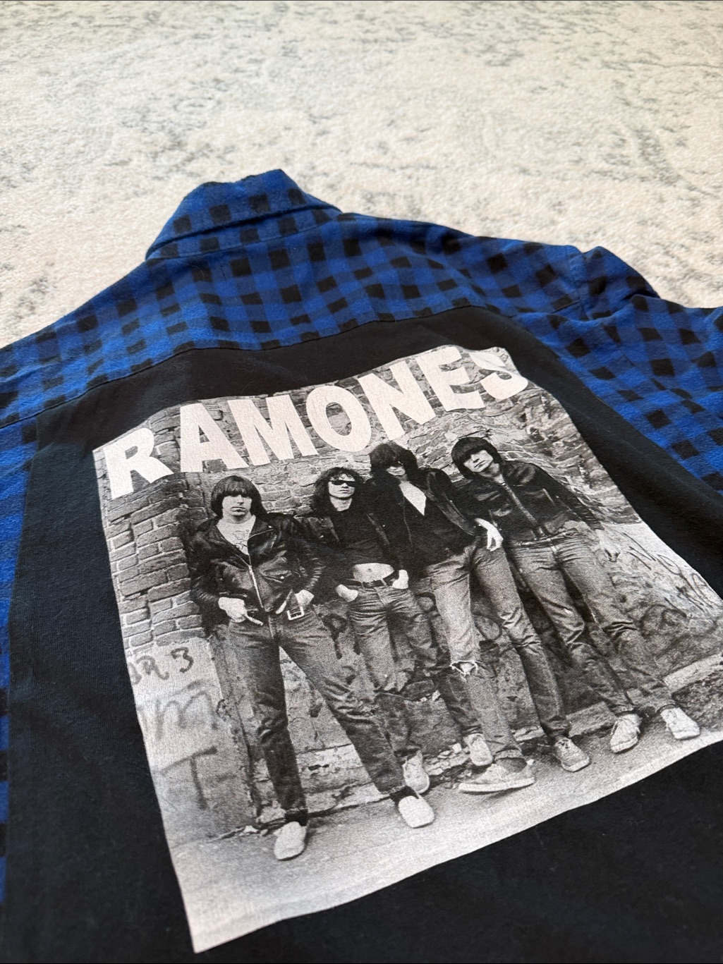 Trendy And Tipsy Ramones Plaid Button Up Repurposed Vintage O/S — image 2 of 4